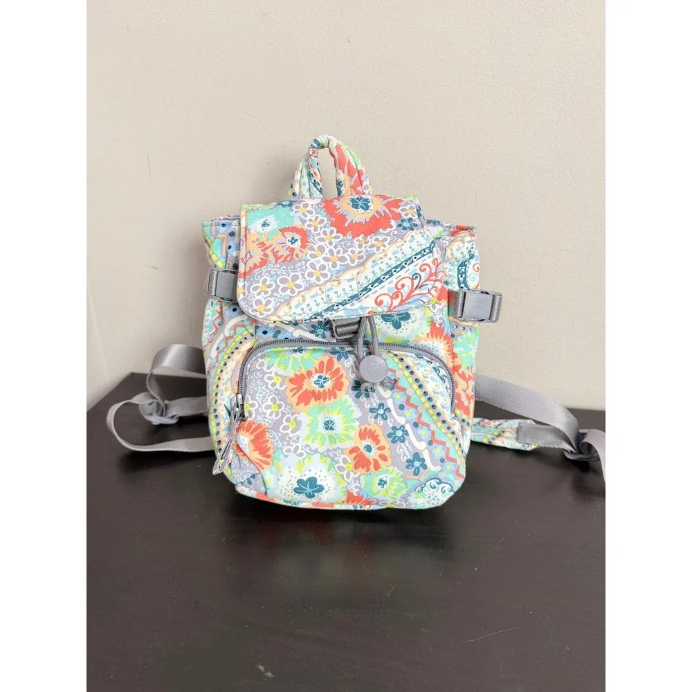Vera Bradley Mini Backpack Floral Citrus Paisley Utility Drawstring Bag
